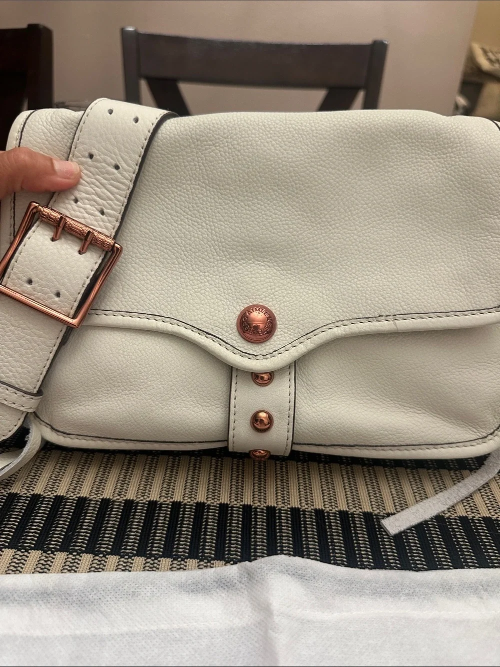 Aimee Kestenberg Cream Great Escape Crossbody Bag with Rose Gold Accents
